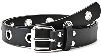 CUHZA Cintura da Donna, 1 Pezzi Cintura Nera Con Buchi, Fibbia Cinture Donna, per Jeans, Gonne e Pantaloncini
