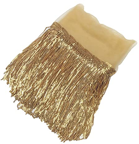 Yurosiay 10 yard × 20 cm Paillettes franges à paillettes découpées Frange de coupe Paillettes Franges Paillettes Franges Paillettes Franges à paillettes pour costume Couture Bricolage Doré