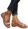 COTCLO Sandales d'Été Compensées de Grande Taille pour Femme - Talons Dorés