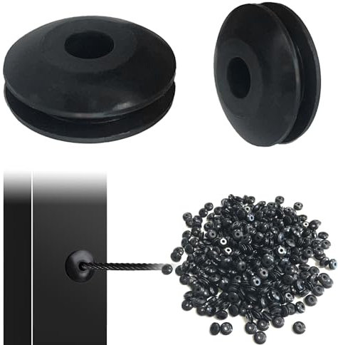 [Pack of 300] 1/8 5/32” Cable Railing Rubber Grommets, Black Silicone Rubber Cable Railing Kit, Level Wheel Protector Sleeve for Level Metal Posts. (300)