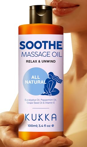Kukka Soothe Massageöl [100% NATURREIN] Für Massage, wärmend für Frauen und Männer mit Eukalyptus, Pfefferminze, Grapesamen & Vitamin E (100ml)