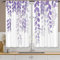 Famiffty Küchenvorhänge mit violetten Blättern, Stangentasche, lila und weiß, lila Blätter, Eukalyptus, botanische Pflanze, kleine kurze Ebene, Café-Vorhang, neutrale Fensterbehandlung, Vorhänge,