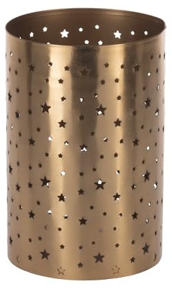 EGLO LIVING Windlicht Lugait, Teelichtglas mit Sternen, Deko Weihnachtstisch Wohnzimmer, Tischdeko Weihnachten, Adventsdeko aus Metall in Gold, Ø 11 cm, H 17 cm
