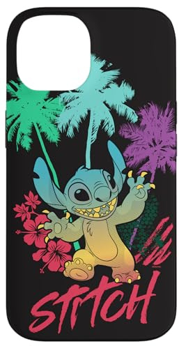 Disney Stitch Beach Vibes Hawai'i Hibiskus Blumen und Palmen Hülle für iPhone 14