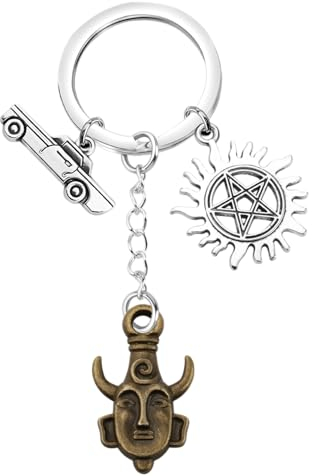 KUIYAI Winchester Brothers Pentagramm-Symbol, Schlüsselanhänger, TV-Show, inspiriertes Geschenk für Fans, Pentagramm Kr UK, S