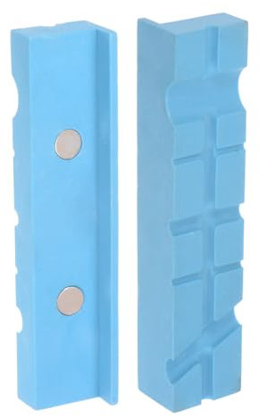 sourcing map Magnetic Vise Jaws 6 Inch Magnet U-Grooves Soft Rubber Bench Jaw Pads Covers Multi-Purpose Protector for Woodworking Jewelry Making Plumbing, Blue