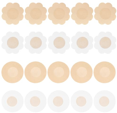 Sibba 10 Paar Nippelpads Nippelabdeckung Pasteten Selbstklebend Brustwarzen Pads Pasties Brustblütenblätter Brustaufkleber Unsichtbare Nippel Cover Brustpaste Halloween Abdeckungen Aufkleber