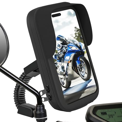 Xperoalvel Support Telephone Scooter Moto Etanche Compatible avec Les Smartphones jusqu'a 7,5 Fixation Sure et Stable au retroviseur Protection Totale Resistant aux Vibrations
