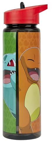 Hox Pokémon Drinks Bottle | Reusable BPA-Free Plastic Water Bottle with Carry Loop | Removable Straw & Spills Proof | Gift for Fan & Collector | Pokémon Licensed Merchandise 600ML