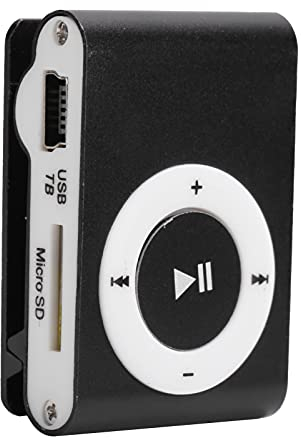 Lettore MP3, Shuffle Lettore Musicale Portatile Lettore Clip Posteriore con Cuffie e Cavo USB (BLACK)