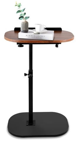 C Shaped Side Table with Adjustable Height,360°Swivel Couch Side Tables That Slide Under,Vintage Bedside Table Couch Table,Small Coffee C Table End Table for Sofa/Bed/Bathtub, Rotating Tabletop