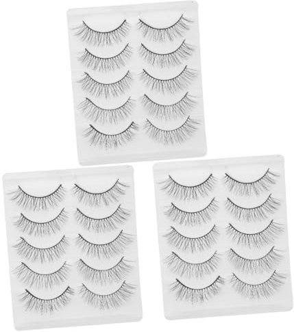 BELLIFFY 15 Paires Faux Cils Courts Faux Cils Imperméables Mascara Allongeant Les Cils Maquillage Mascara Cils Naturels Pestañas Postizas Naturales Sans Colle Bande Fibre Chimique
