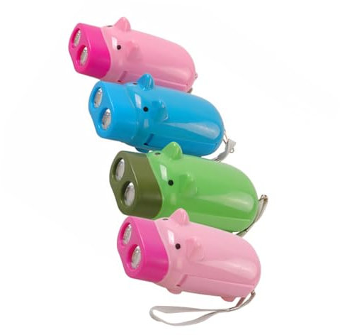 KITANDOVE 4pcs Boys and Girls Hand Pressed Flashlights Pig-Shaped Small Flashlights for Camping Emergency Outdoor Use Random Color