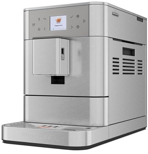 KitchenAid Kaffeevollautomat Maschine I KF6 I Heißgetränke von Espresso bis Cappuccino I mit 15 voreingestellten Getränken, automatischem Aufschäumen und Erwärmen von Milch (Edelstahl)