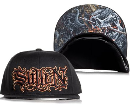 Sullen Clothing Snapback Cap Black Flag Schwarz Basecap Tattoo Mütze Kappe Skull