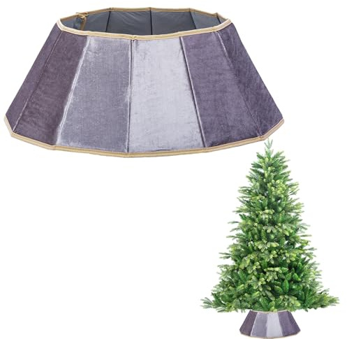 26.8inch Christmas Tree Skirt Foldable Velvet Xmas Tree Stand Base Cover Collar Trunk Basket Ring for Tree Decorations
