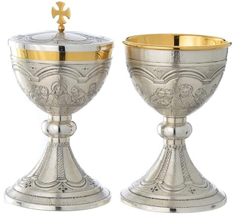 Holyart Kelch und Ziborium zisiliertes Messing letztes Abendmahl, Kelch