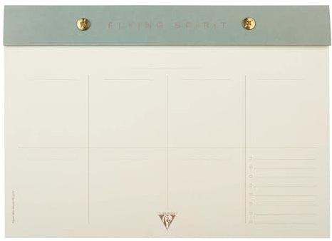 Clairefontaine 107846C - Kalender Block Wochenplanner Flying Spirit Green, mit Nieten 24x17cm, 60 bedruckte und abtrennbare Blätter, sortiert, 1 Stück