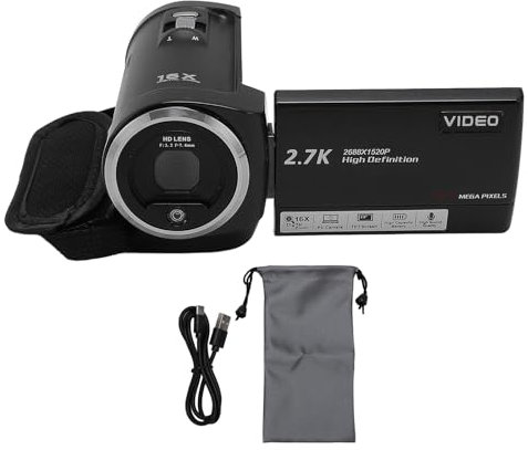 Videokamera-Camcorder 50 MP, 2,7 K HD, 16-facher Digitalzoom, 2,8-Zoll-Rotationsbildschirm, USB-Anschluss, 1/4-Zoll-Gewindeweg (128GB)