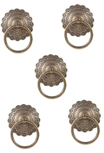 Homoyoyo 5pcs Vintage Copper Door Antique Solid Handle for Front Entrance Retro Decorative Door for Traditional Style Homes and Villas Gothic Design Element