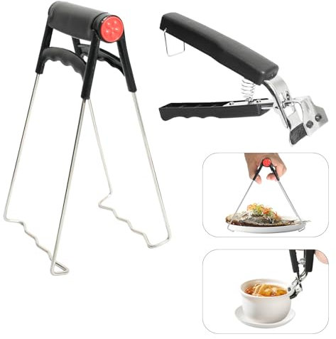 2 Pcs Stainless Steel Anti-Scald Bowl Holder Clip Multi-Purpose, Microwave Oven Heat-Resistant Clip, Foldable Bowl Clip Cooking Tool for Safely Lifting Bowls, Plates, and Pans, Perfect for Kitchen