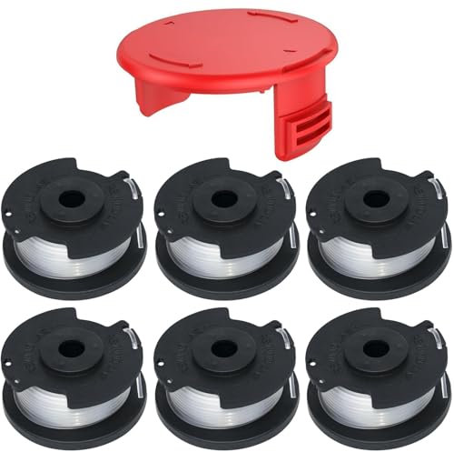 MUFUSHAN Rasentrimmer Ersatzspule,für Einhell Akku-Rasentrimmer GE-CT 18/28 Li und GE-CT 18/28 Li TC,für Einhell Ersatzfadenspule TLE-03,Spulenabdeckung TLE-03-1 (6 fadenspule+1 Spulenabdeckung)