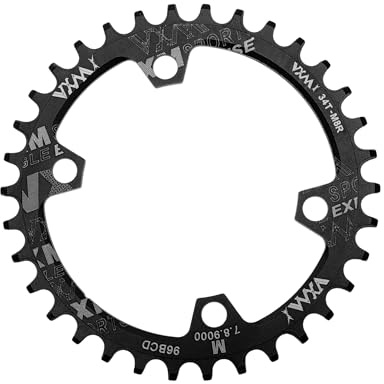 QUARKZMAN Plato Narrow Wide para Bicicleta De Carretera De Velocidad para BCD 96 Plato De Bicicleta 144mm/5.67 Aleación De Aluminio Negro 1 Pc