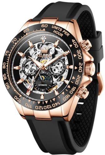 OLEVS Herren-Automatikuhr, selbstaufziehend, Tourbillon, Skelett, Datum, wasserdicht, leuchtender Diamant, luxuriös, Business-Kleid, Armbanduhren
