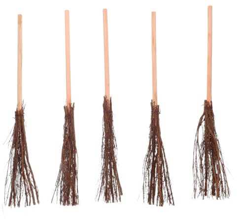 MOBUTOFU 5pcs Miniature Handmade Broomstick Branch Broom Straw Broomstick for Outdoor Diy Craft Ornament for Party Decor