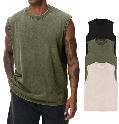 Chemise d'été à manches courtes pour homme, débardeur de fitness sans manches pour homme, t-shirt sans manches délavé, entraînement, gym, coton, L