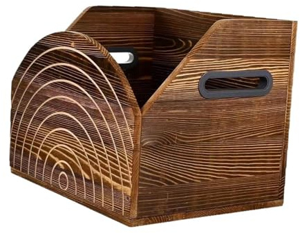 Oshhni Scatola portadischi in vinile, portadischi moderno multiuso in legno, cubo portaoggetti per CD, documenti, ufficio