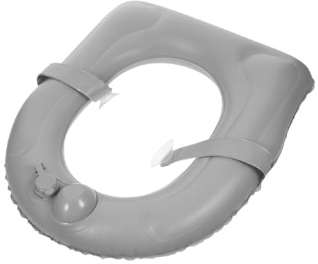 Healeved Inflatable Toilet Seat Riser Cushion PVC Suction Cups Deep Space Gray Portable Press-Type Commode Cushion for Seniors Bedside Commode and Wheelchair Use