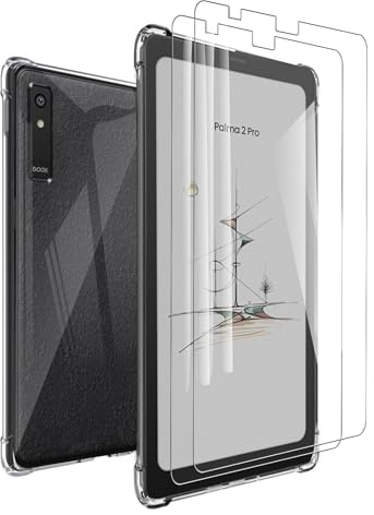 MEMELOKA Funda para Onyx BOOX Palma 2 Pro 6.13 Pulgadas + Cristal Templado, Carcasa TPU Transparente Flexible Anti-arañazos con Esquinas Reforzadas, Silicona Ultrafina Anti-Choques Funda
