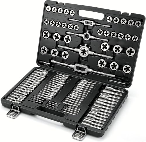 WALTER STAHL Gewindeschneider Set M2-M18, 110-tlg metrisch Gewindebohrer & Schneideisen mit Koffer | für Innen- & Außengewinde, Perfekt für DIY, Werkstatt & Maschinenwartung.