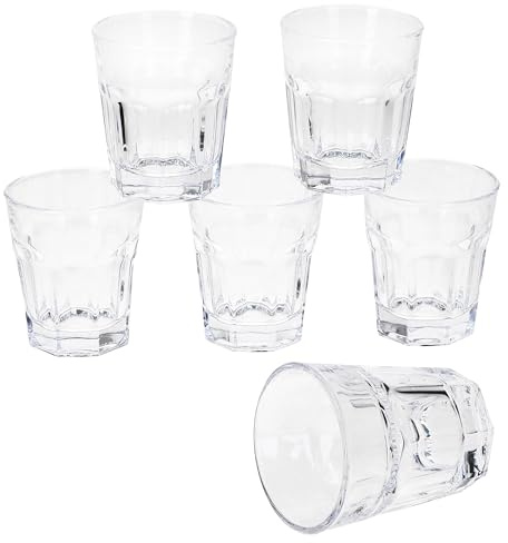 MamboCat 6er Set Queen Schnapsgläser I 20ml bis 40ml, 2cl bis 4cl I 6 Personen I stapelbare Shot Gläser aus klarem Glas mit Relief I Pinnchen für Wodka, Likör, Tequila I Bar & Party