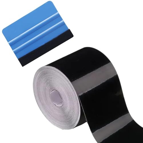 Issimober Gloss Black Vinyl Wrap Tape, 5cm x 10m Vinyl Wrap for Cars, Dechrome Tape Gloss Black, Waterproof Black Film, for Cars Anti-Scratch Car Door Sill Protector Car Sill Protectors Strips