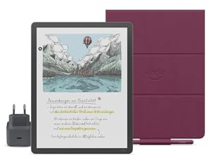 Amazon Kindle Scribe Colorsoft 64 GB (Grafite) + Penna Premium + Custodia | In pelle di prima qualità (Porpora) + USB-C Caricabatterie
