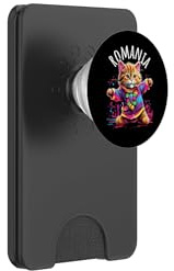 Romania Quirky Funny Cute Colorful Dancing Cat Design PopSockets PopWallet for MagSafe