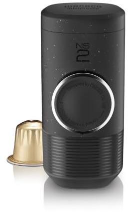 WACACO Portable Coffee MakerCompatible with *Nespresso®* CAPSULES and compatibles, Manually Operated Espresso Machine, Small Handheld Coffee Machine for Travel, Camping (Coal Black)