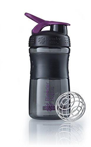 BlenderBottle Sportmixer Tritan Trinkflasche mit BlenderBall, geeignet als Protein Shaker, Eiweißshaker, Wasserflasche oder für Fitness Shakes, BPA frei, skaliert bis 500 ml, 590 ml, lila /schwarz