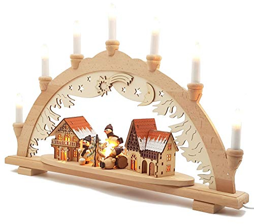 Vogtland Souvenir XXL Schwibbogen Innenbeleuchtet Schneemänner Original Schwippbogen Lichterbogen