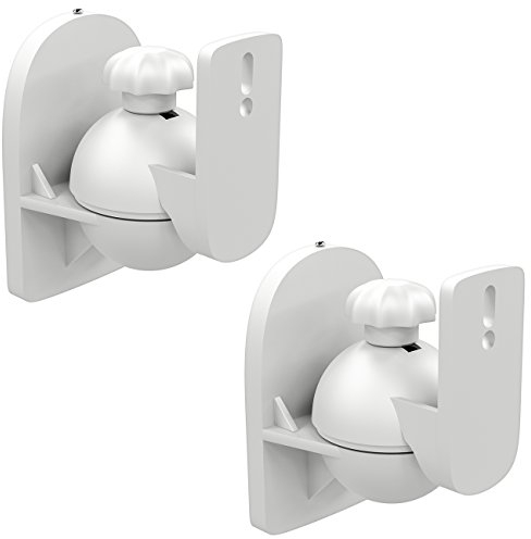 deleyCON 2X Support Mural Universel pour Enceintes Fixation de Boîtes Rotation + Inclinaison Résistant à Une Charge Max. 3,5kg Montage Mural + Montage au Plafond - Blanc