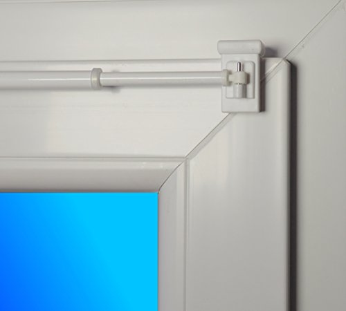 Dekondo Gardinenstange Style ausziehbar 80-120cm Weiß - 1 Paar Klemmträger 10-27mm (Befestigung oben oder seitlich möglich)
