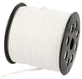 91 Meters Faux Suede Lace String Soft Beading Cord Thread Velvet Ribbons for Bracelet Necklace Bohe Headress Jewelry Making Dream Catchers Gift Wrapping Supplies (White)