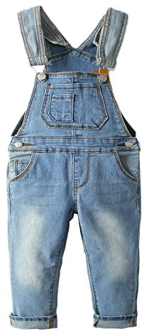 KIDSCOOL SPACE Salopette di Jeans blu Chiaro Regolabile per Bebè e Bambini Piccoli,Blu,18-24 Mesi