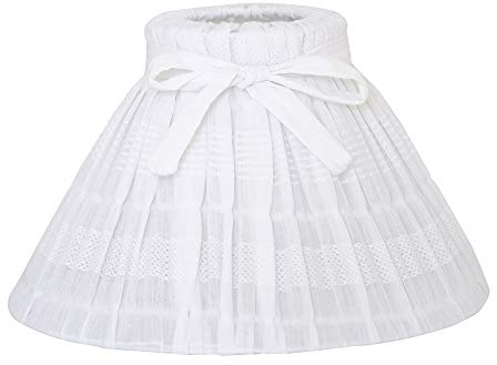 Grafelstein Lampenschirm GRETA, Ø 30 cm, weiß mit Schleife, zart gemustert Tischlampe Hamptons, Lampenschirm klein, E14 und E27 geeignet