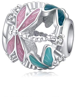 Vogel-Charm-Anhänger aus Sterlingsilber, Modeschmuck, Tier-Anhänger für Pandora-Armbänder (rosa Schmetterlings-Charms)
