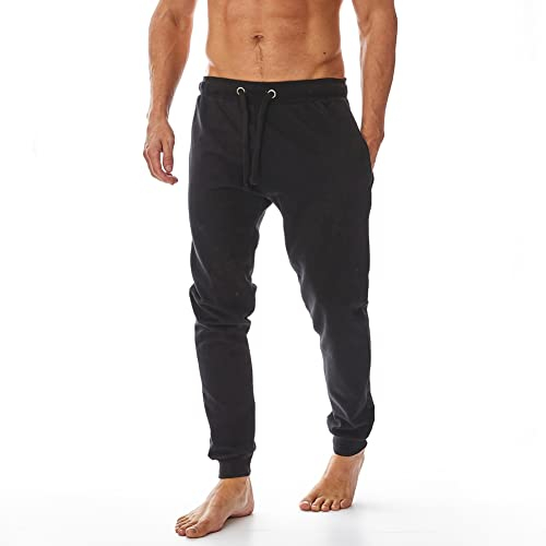 Iron Mountain IMPNT206 Pantaloni da Jogging ecologici per Uomo Realizzati con Filati riciclati, Fondo con Polsini, Nero, XL