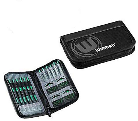 WINMAU Super Dart Case 2, Slimline, für 2 Darts-Sets, 8 Fächer, schwarz