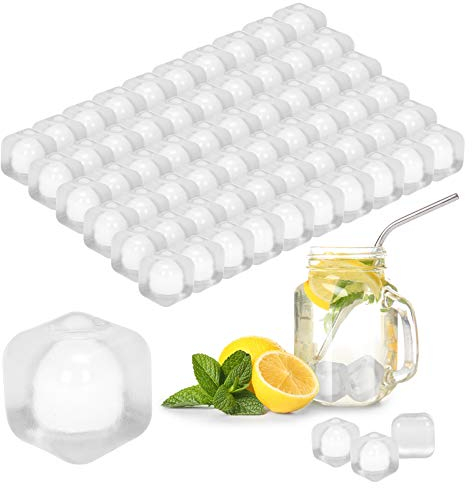 ASAB 60 x Reusable Ice Cubes Clear Plastic Fast Freeze Water Filled Ice Cubes for Summer Outdoor Parties Soft Drinks Cocktails